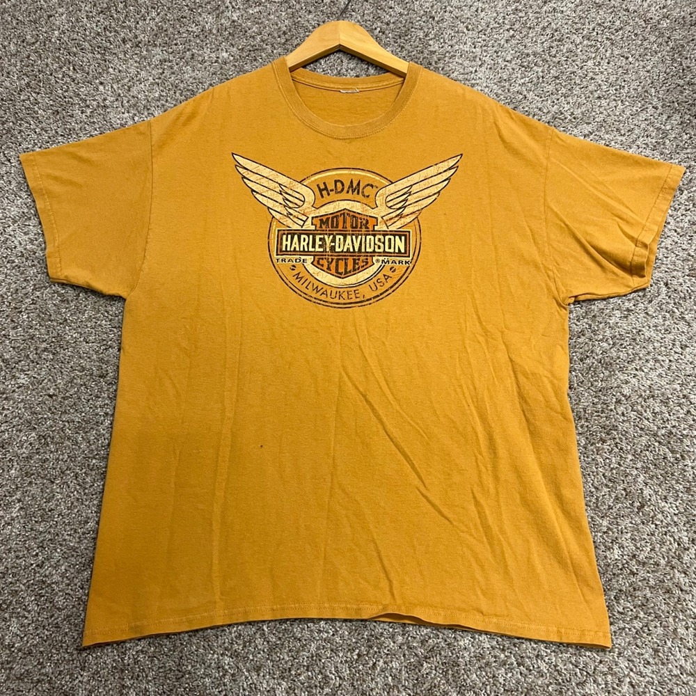 Harley-Davidson T-Shirt Mens Mustard Yellow Hochdorf Germany Dealer Graphic XL